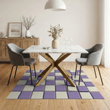 Purple White 3D Checkerboard Area Rug