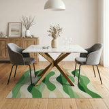 Layered Green Waves Geometric Area Rug