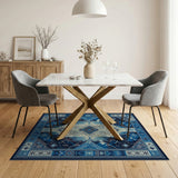 Blue and Teal Geometric Modern Blue Teal Geometric Modern Area Rug
