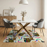 Playful Cartoon Striped Cats Pattern Area Rug