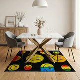 Multi-Color Pixel Smiley Faces Area Rug