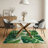 Green Lush Monstera Palm Leaf Green Area Rug