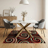Abstract Area Red Hypnotic Red Swirl Abstract Area Rug