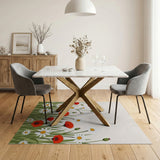 Red Poppy Daisy Meadow Floral Area Rug