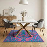 Multi-color and Patterns Vibrant Pink Blue Persian Medallion Area Rug