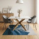 Blue and Teal Geometric Blue Mountain Peaks Area Rug