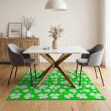 Whimsical White Shamrock Green Area Rug
