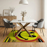 Bold Yellow Smiley Face Area Rug