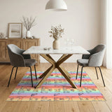 Multi-color and Patterns Rainbow Pets Kids Cartoon Area Rug