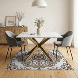 Intricate Brown Mandala Skull Area Rug