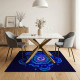 Neon Blue Fractal Dragon Mandala Rug