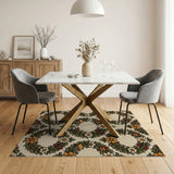 Ornate Floral Wreath Area Rug