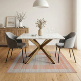 Framed Coral Orange Stripe Area Rug