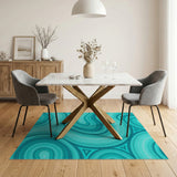 Blue and Teal Swirl Abstract Area Rug