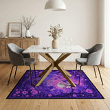 Enchanted Purple Moonlit Forest Cottage Rug