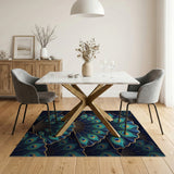 Navy Peacock Feather Fan Area Rug
