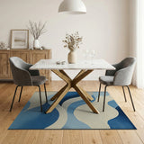Coastal Blue Wave Abstract Area Rug