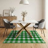 Green White Gingham Check Area Rug