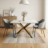 Distressed Blue Striped Vintage Area Rug