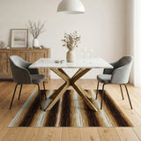 Brown and Tan Distressed Brown Tan Striped Area Rug