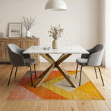 Bold Geometric Orange Yellow Triangle Area Rug