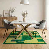 Green Cactus Geometric Southwestern Area Rug