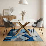 Starry Moonlit Mountains Blue Kids Area Rug