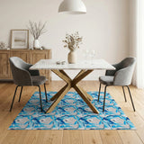 Faceted Blue Teal Crystal Geometric Rug