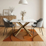 Orange Overlapping Circles Geometric Area Rug