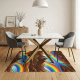 Vibrant Rainbow Mountains Kids Cartoon Area Rug