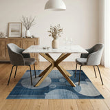 Blue Geometric Circles Area Rug