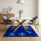 Starry Teal Snowflake Navy Area Rug