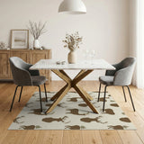 Brown Deer Silhouette Fern Pattern Area Rug