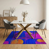 Bold Geometric Blue Pink Orange Area Rug
