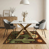 Southwestern Cactus Sun Moon Desert Rug