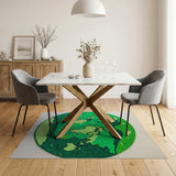 Round Green World Map Kids Area Rug