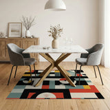 Geometric Vinyl Record Area Rug