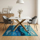 Whimsical Whale Ocean Kids Area Rug