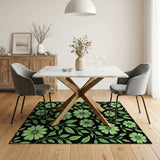 Vibrant Lime Green Daisy Floral Area Rug