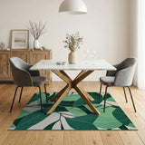 Abstract Area Green Lush Overlapping Green Leaves Area Rug