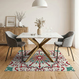 Multi-color and Patterns Vibrant Red Teal Persian Medallion Area Rug