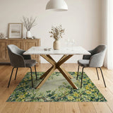Yellow Floral Vine Frame Rug