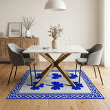 Blue Shamrock Framed Area Rug