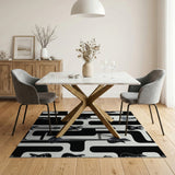 Electric Guitar Silhouettes Black White Area Rug