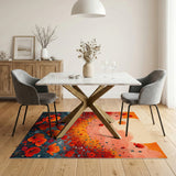 Red Poppy Sunset Washable Area Rug