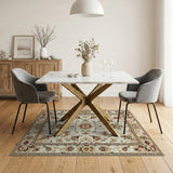 Elegant Ivory Floral Persian Area Rug
