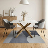 Modern Grey Abstract Curve Area Rug