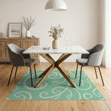 Mint Green Swirling Scrolls Area Rug