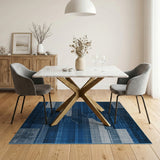 Blue and Teal Navy Blue Grey Geometric Modern Area Rug