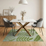 Floral Vintage Green Fern Leaf Area Rug